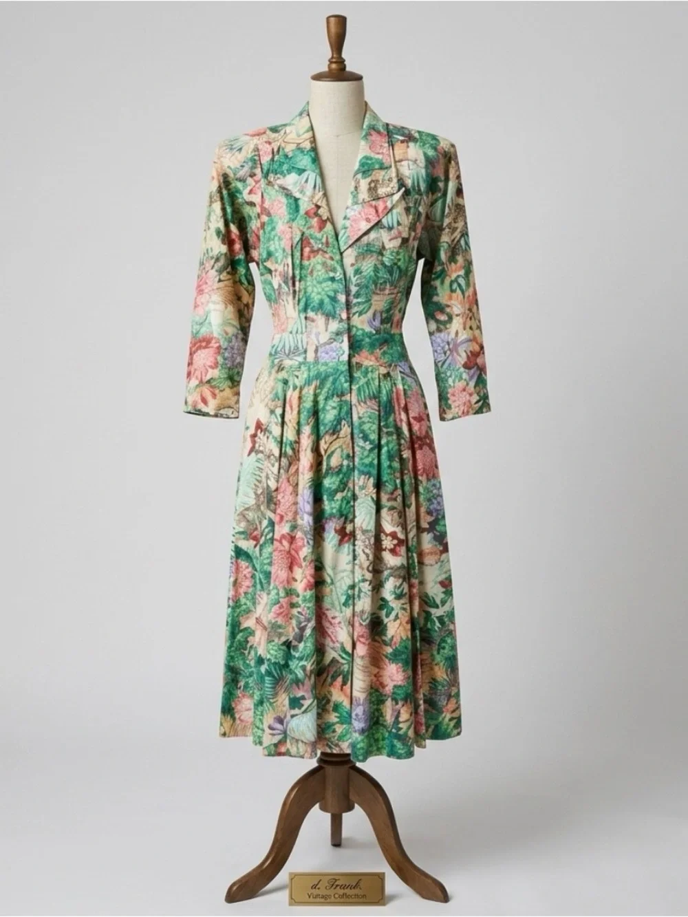 Vintage d.Frank Floral Fit-and-Flare Midi Swing Dress - Picture 2 of 11